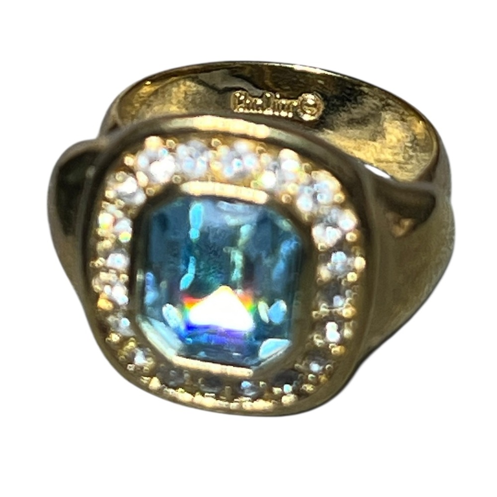Vintage Christian Dior Gold Tone and Blue Gemstone Halo Ring size 6 - Picture 16 of 16
